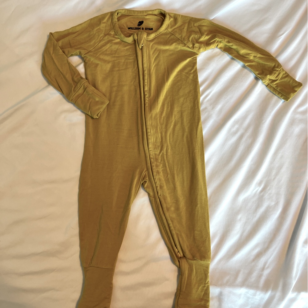 Mustard Yellow Bamboo Foldover Footie
